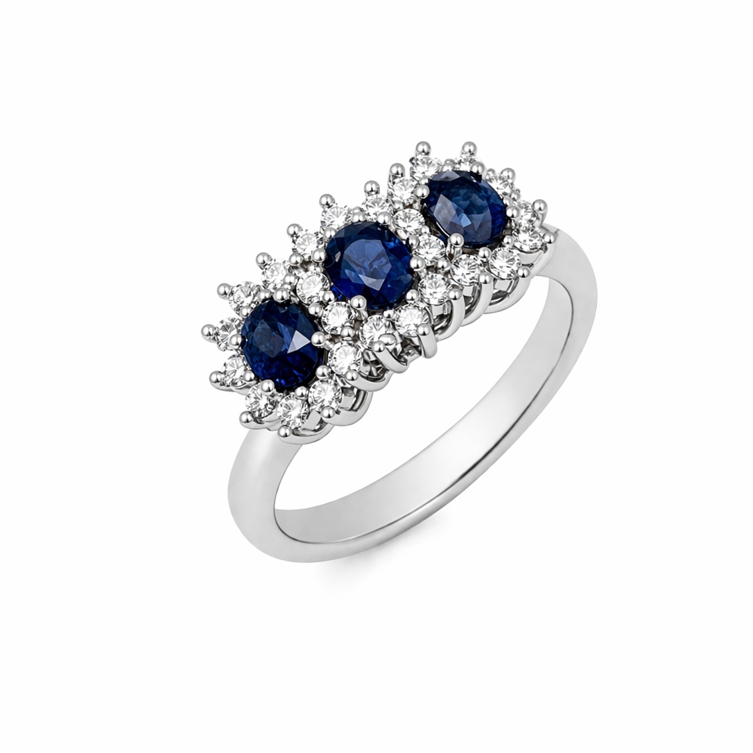 Anello Zaffiro e Diamanti