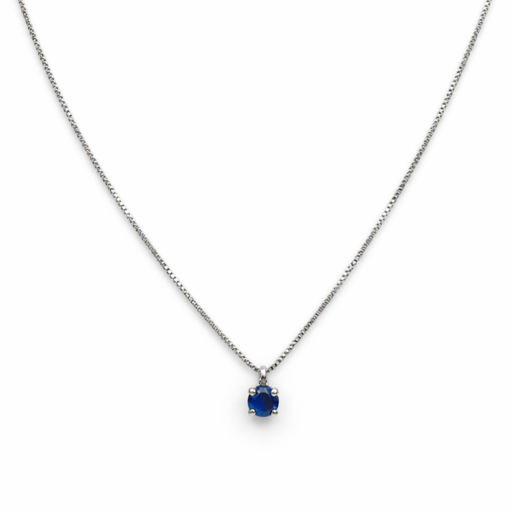 Collana Donna Oro Bianco Diamanti Zaffiro