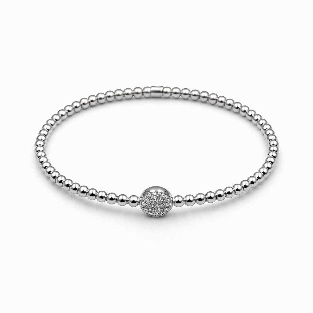 Bracciale Donna Elasticizzato oro bianco e diamanti naturali ct. 0,30