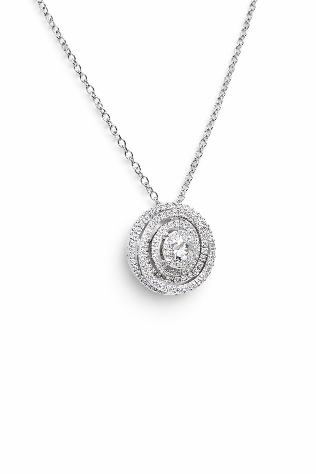 Collana Donna Punto Luce Pavè Oro Bianco e Diamanti Davite & Delucchi