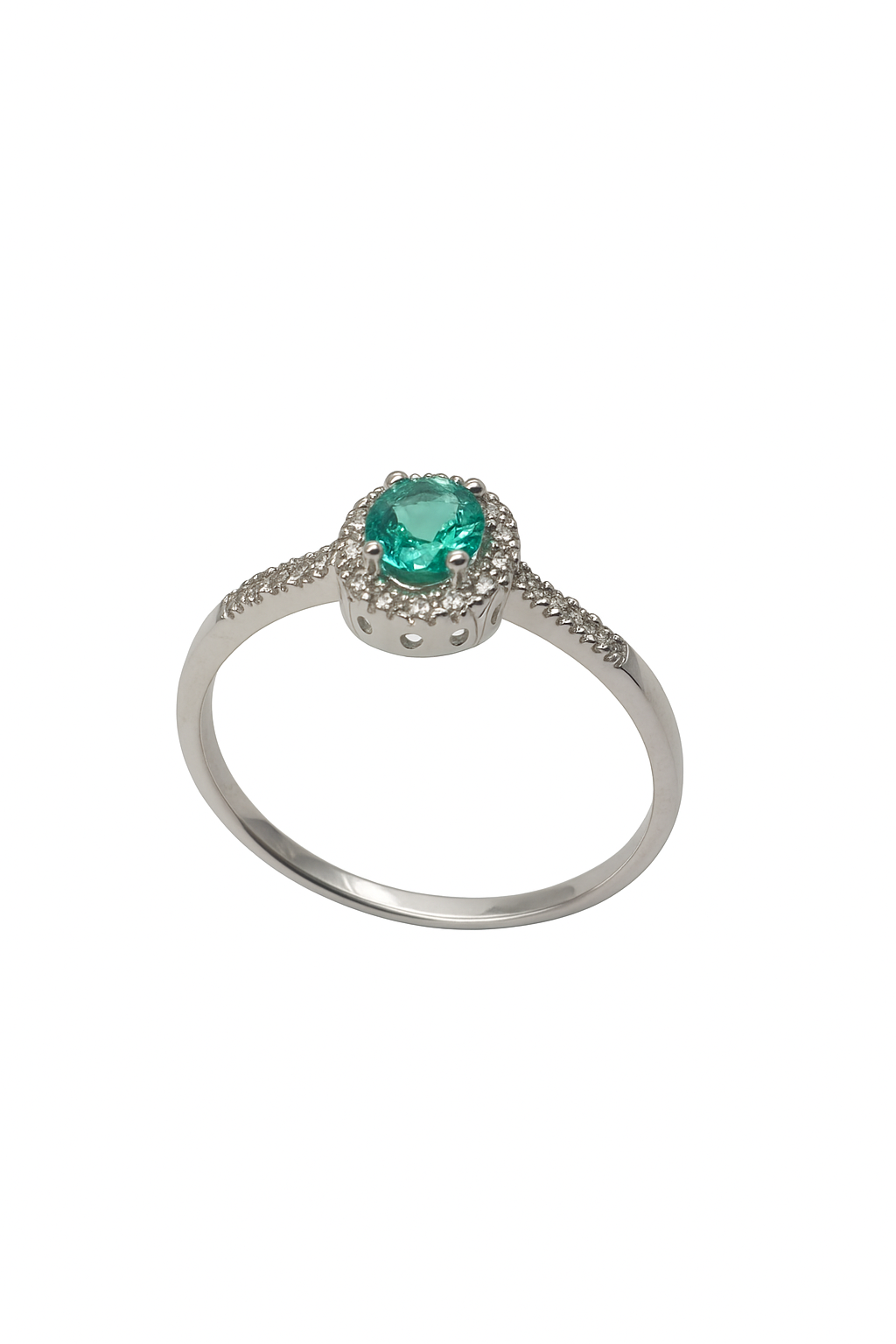 Emerald Ring in White Gold and Diamonds