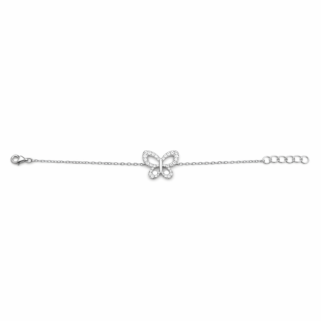 Bracciale Donna farfalla oro bianco e diamanti naturali ct. 0,14
