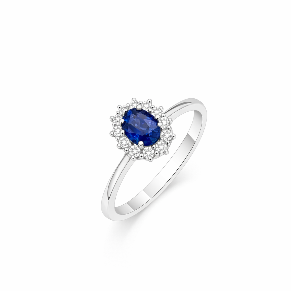 Anello Zaffiro e Diamanti