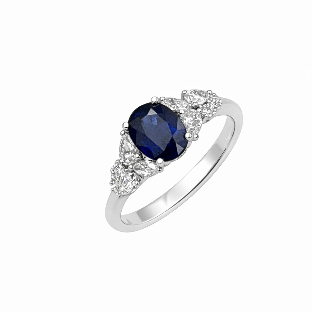 Anello Zaffiro e Diamanti