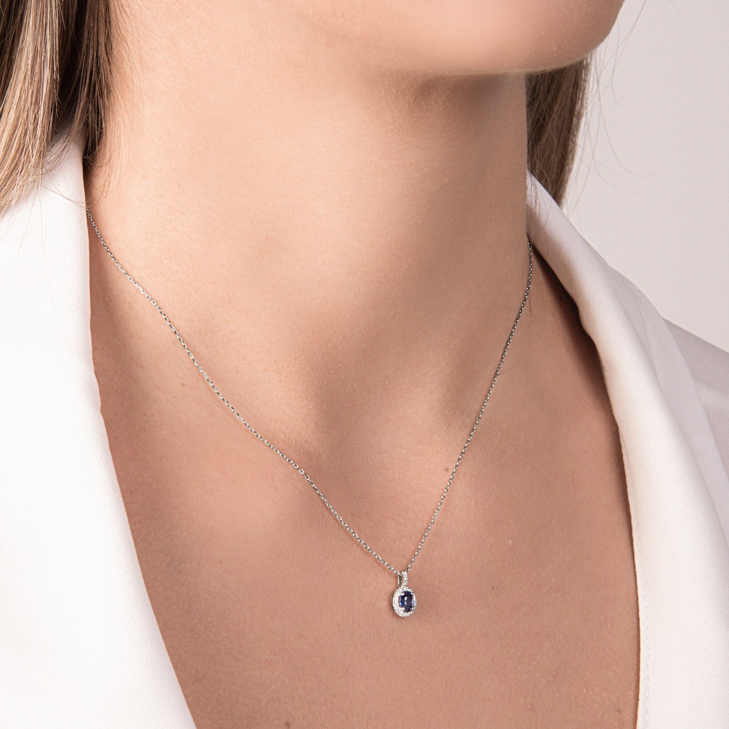 Collana Donna Mirco Visconti Oro Bianco Diamanti Zaffiro