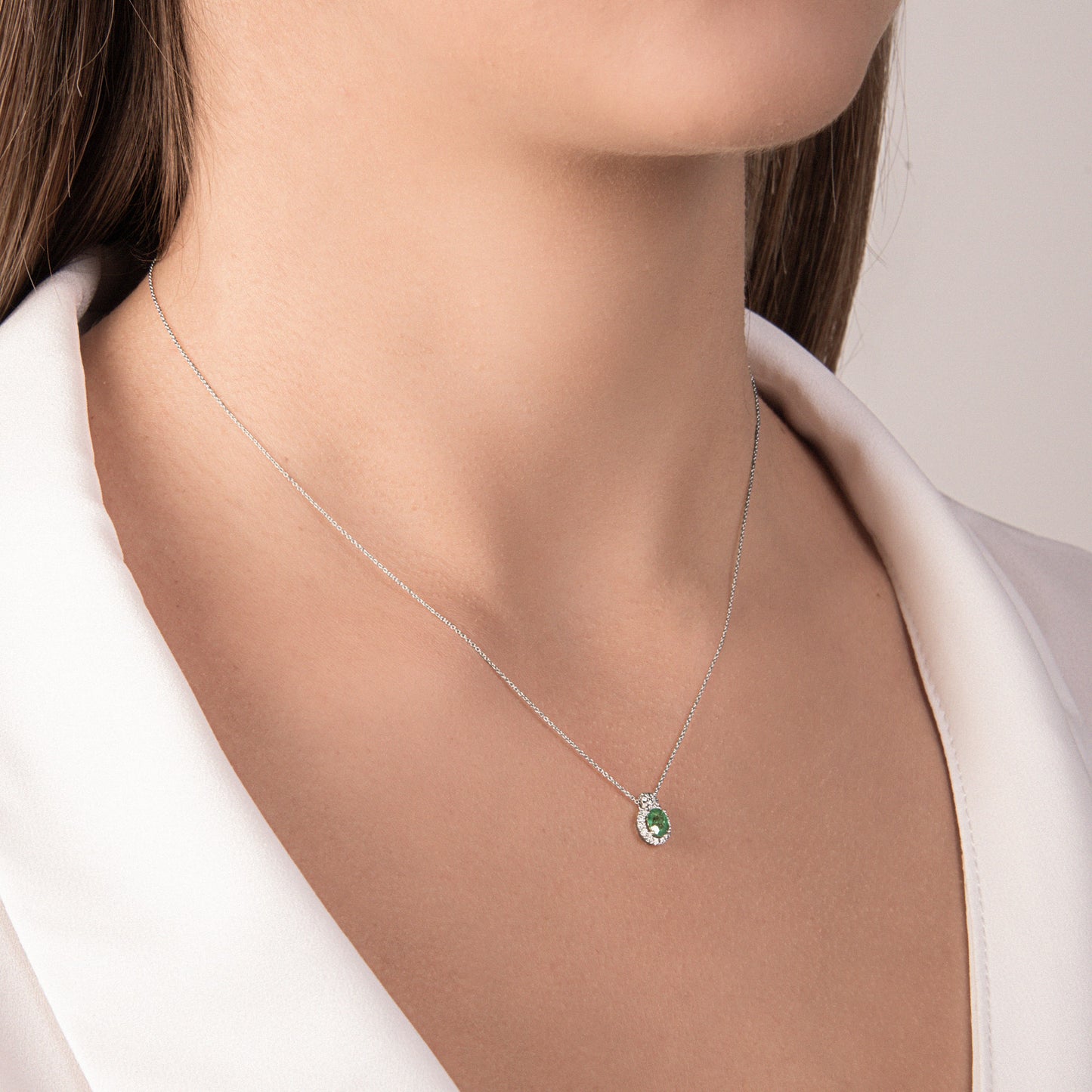 Collana Donna Mirco Visconti Smeraldo Oro Bianco Diamanti