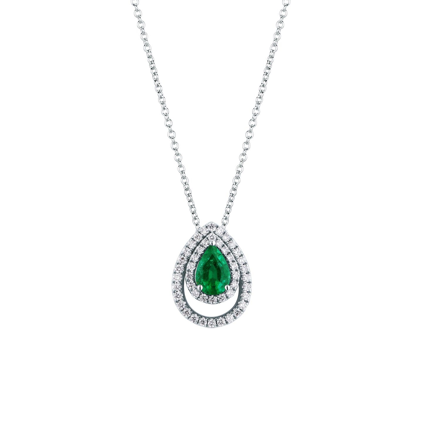Collana Donna Mirco Visconti Goccia Smeraldo Oro Bianco Diamanti
