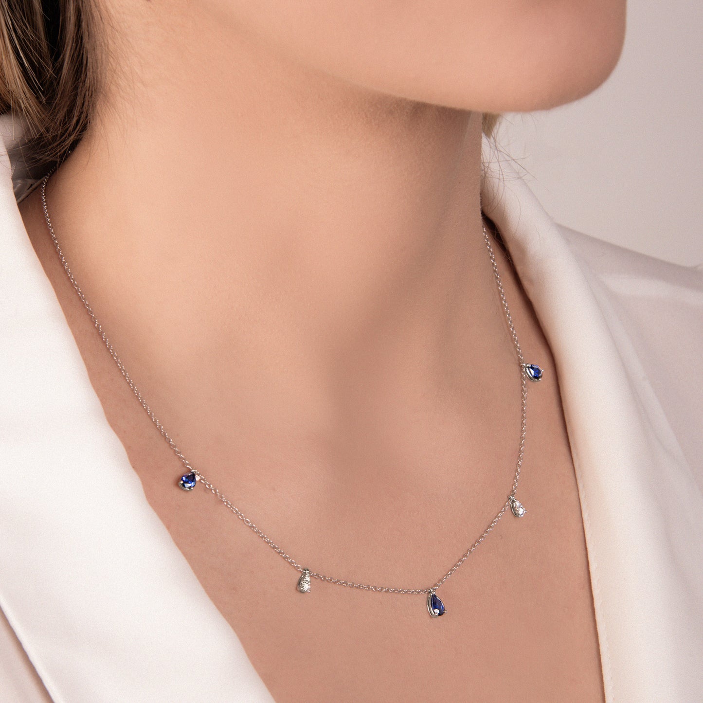 Collana Donna Mirco Visconti Fantasia Oro Bianco Diamanti Zaffiro