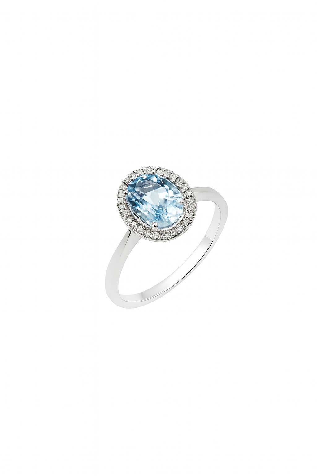 Anello Mirco Visconti Oro Bianco Diamanti e Acquamarina Ovale