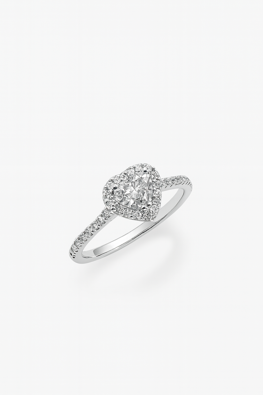 Anello Solitario Cuore Oro Bianco Diamanti