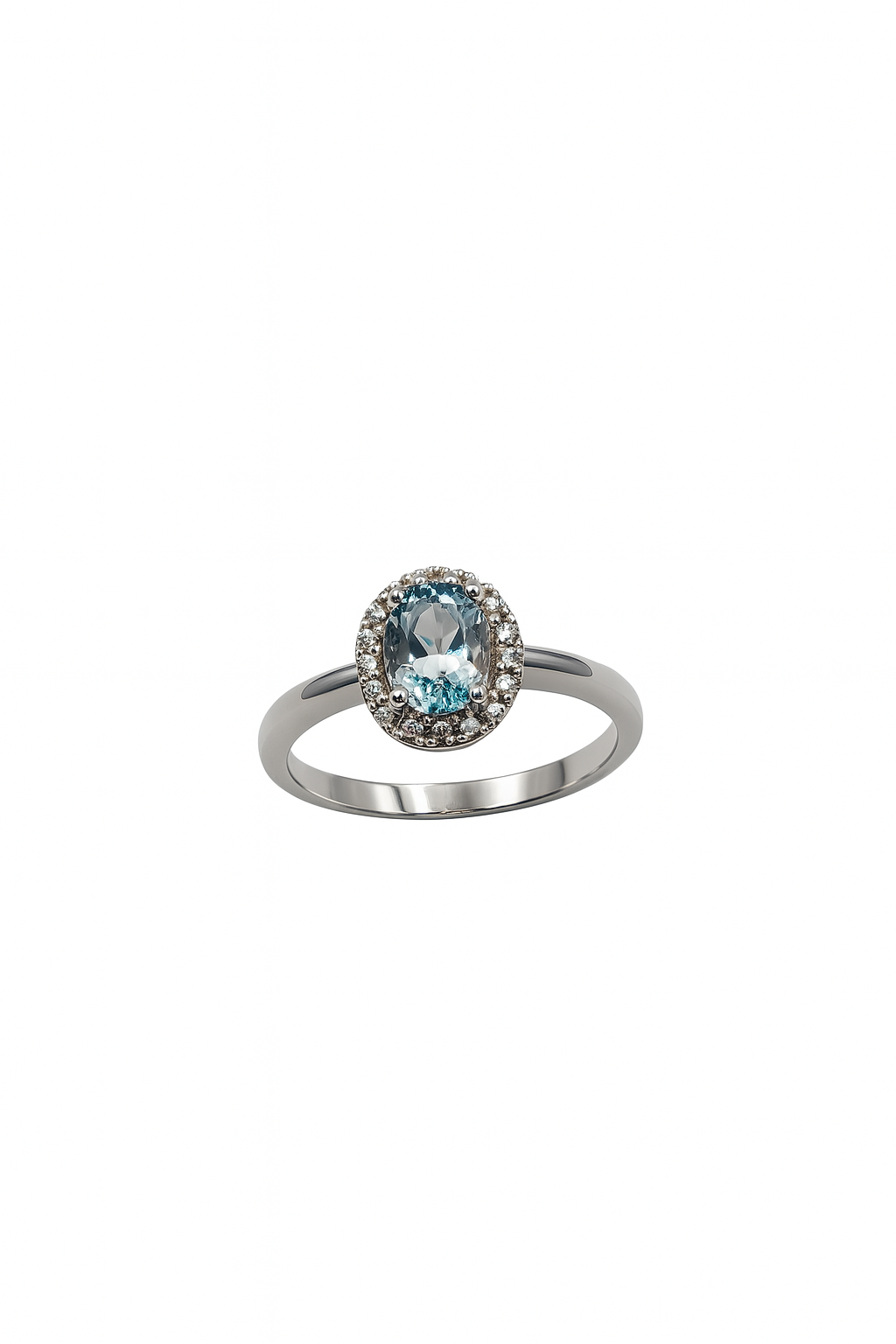 Anello Mirco Visconti Oro Bianco Diamanti e Acquamarina Ovale
