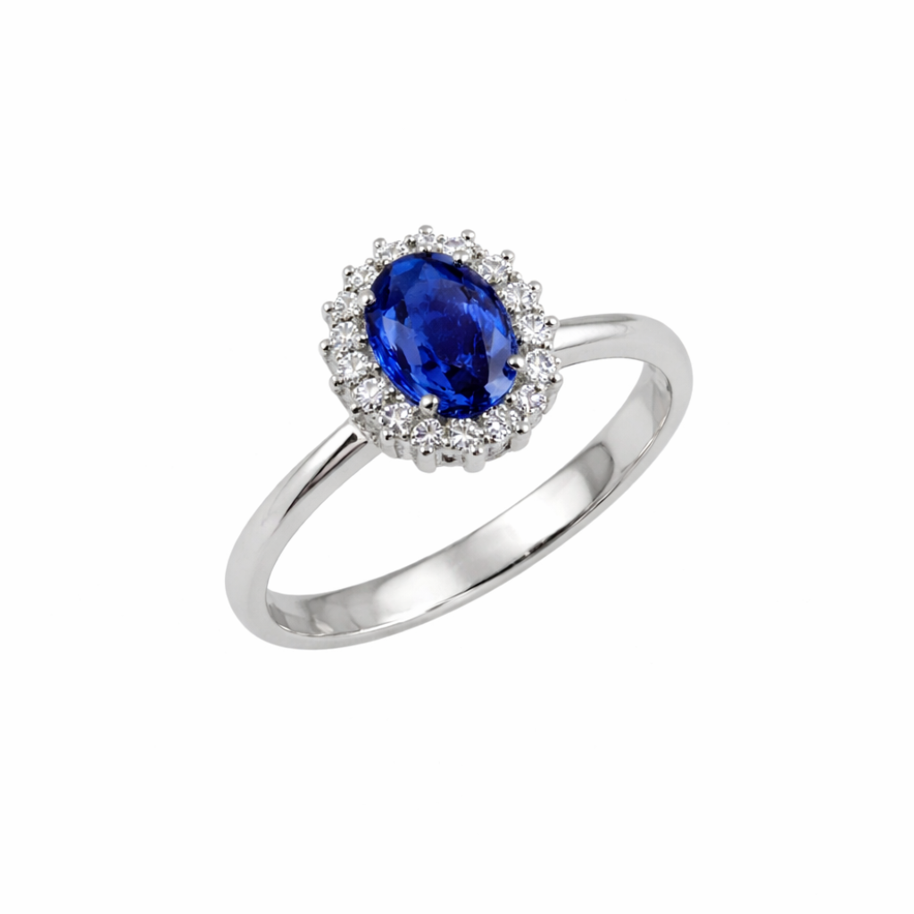 Anello Zaffiro e Diamanti