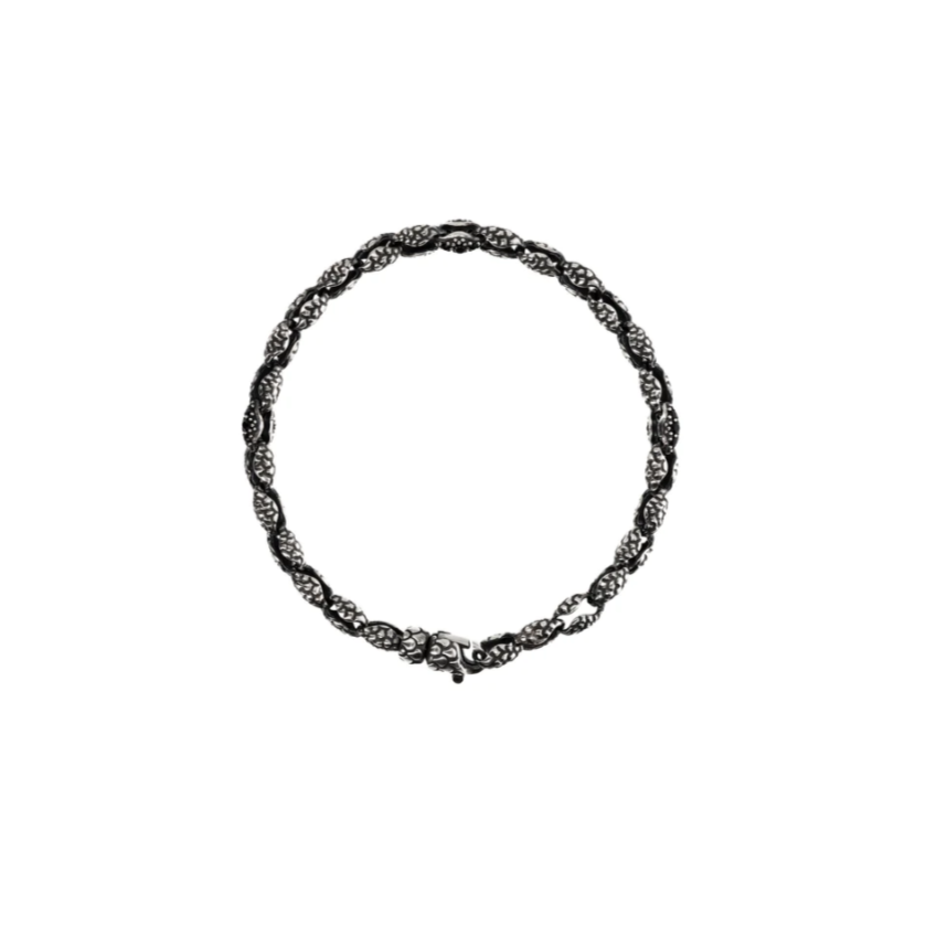 Bracciale Uomo Albert M Argento Maglie Texture Spinello Nero