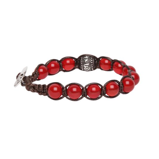 Bracciale Donna Uomo Tamashii Agata Rosso Passione Ruota della Preghiera Pietre Dure