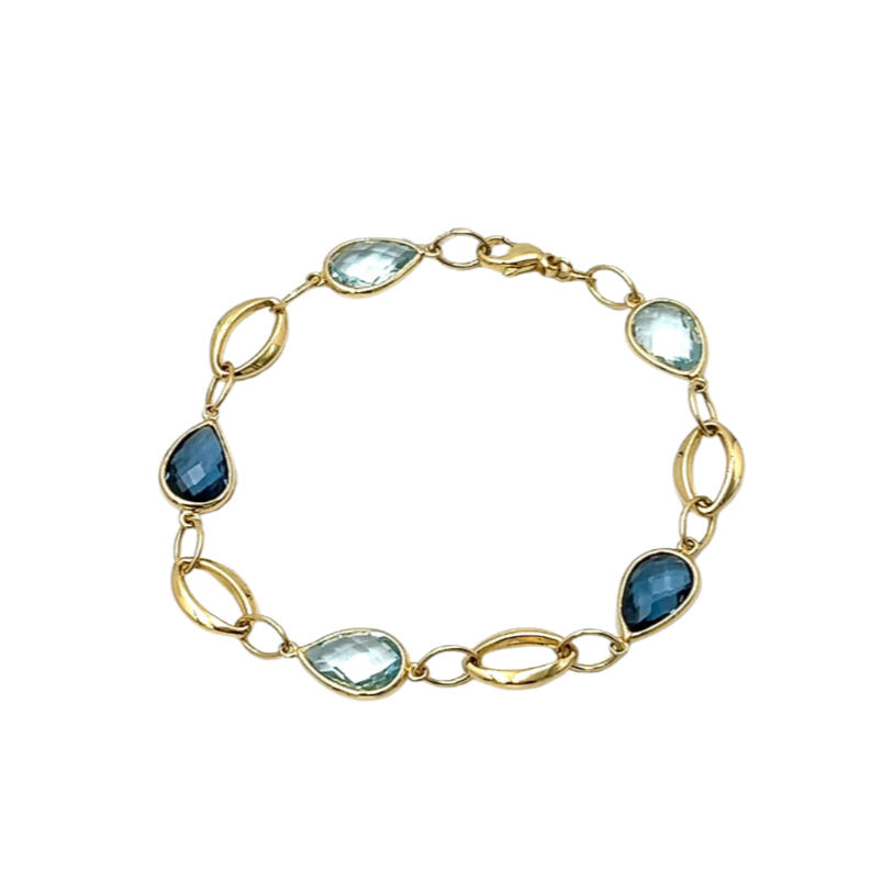 Bracciale Donna Oro Giallo Pietre Azzurre Blu