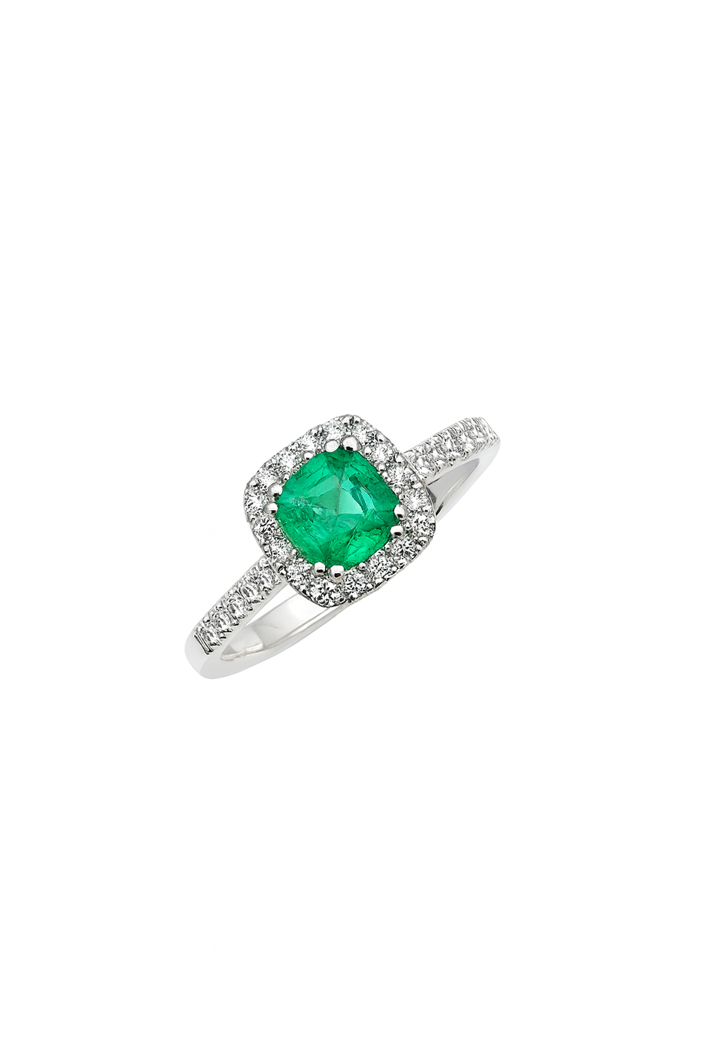Anello Smeraldo Oro Bianco e Diamanti