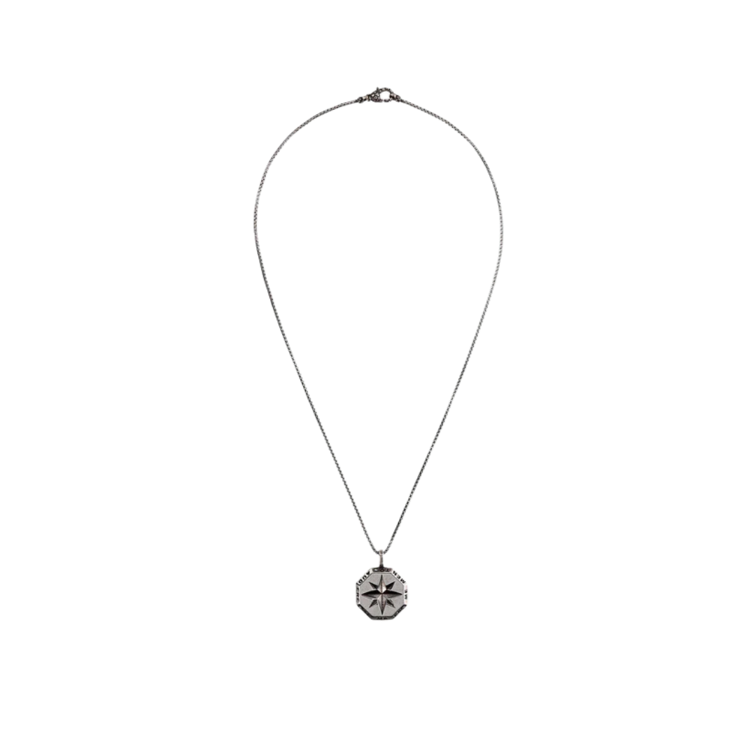 Collana Argento Uomo Albert M Medaglia Ottagonale Rosa dei Venti