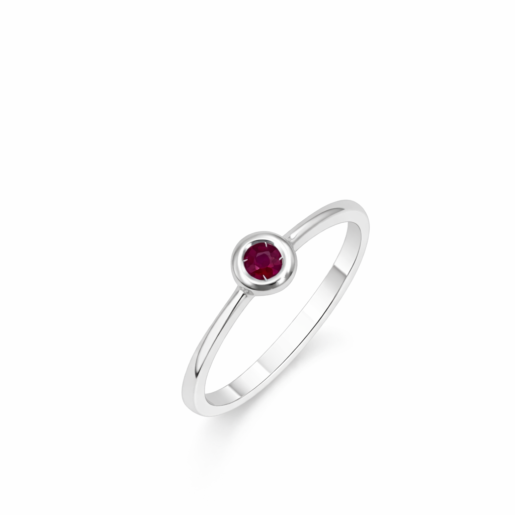 Anello rubino e oro bianco