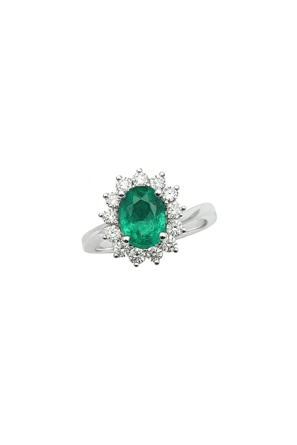 Anello Smeraldo Oro Bianco e Diamanti