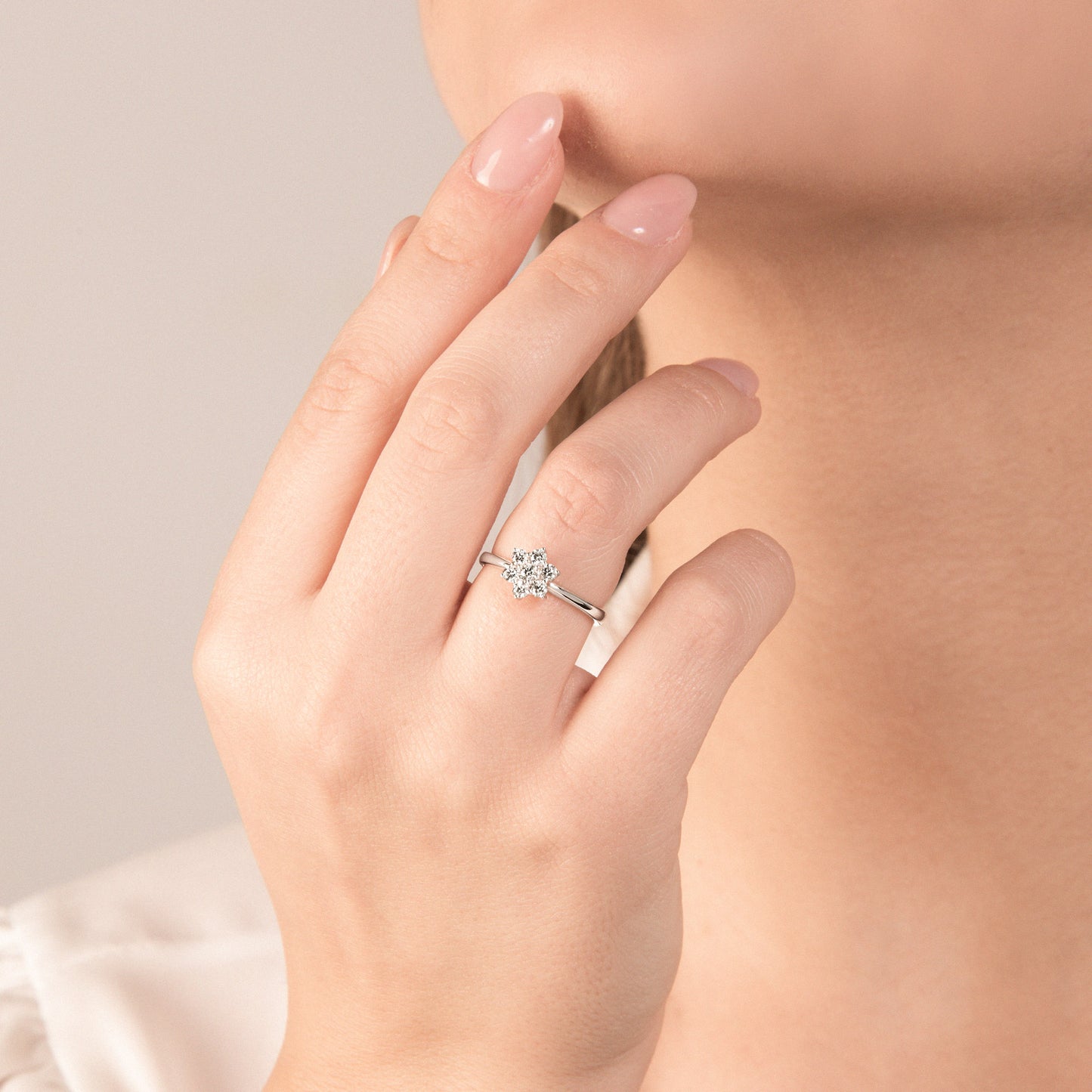 Anello Donna Mirco Visconti Fantasia Fiore Oro Bianco e Diamanti