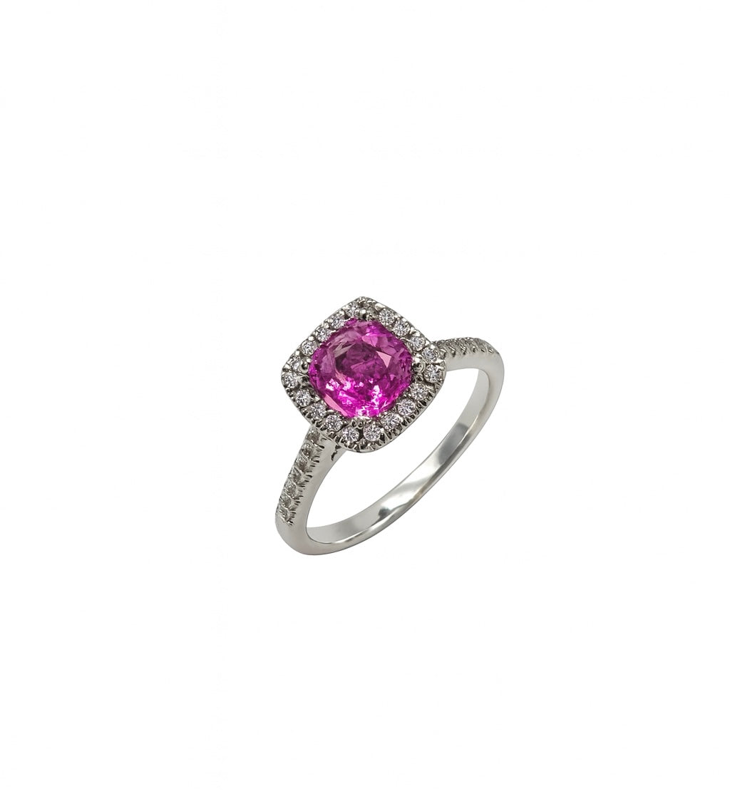 Sapphire and Diamonds White Gold Ring