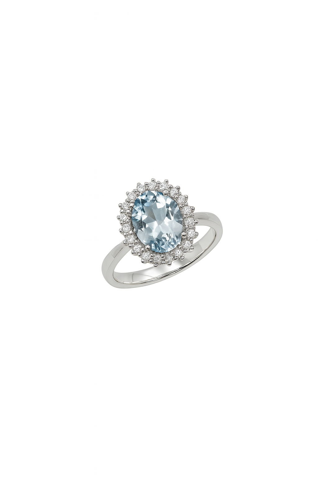 Anello Mirco Visconti Oro Bianco Diamanti e Acquamarina Ovale