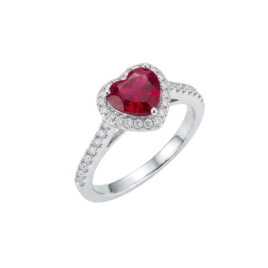 Anello Rubino Cuore Oro Diamanti