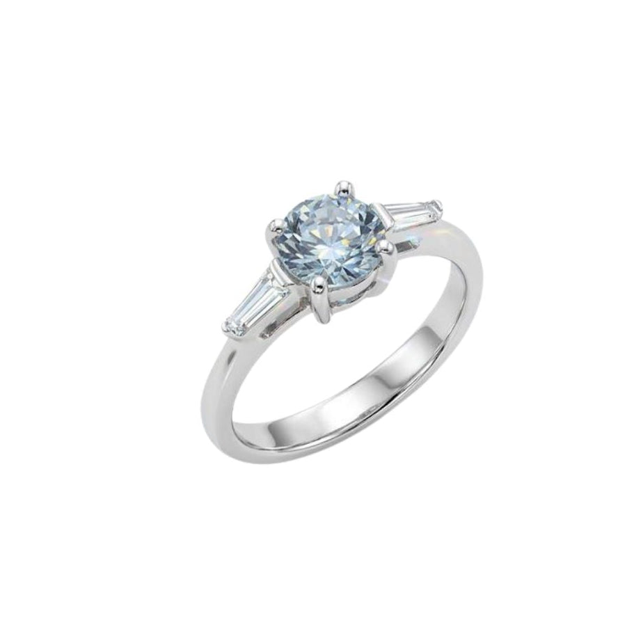 Anello Oro Bianco Acquamarina Diamanti