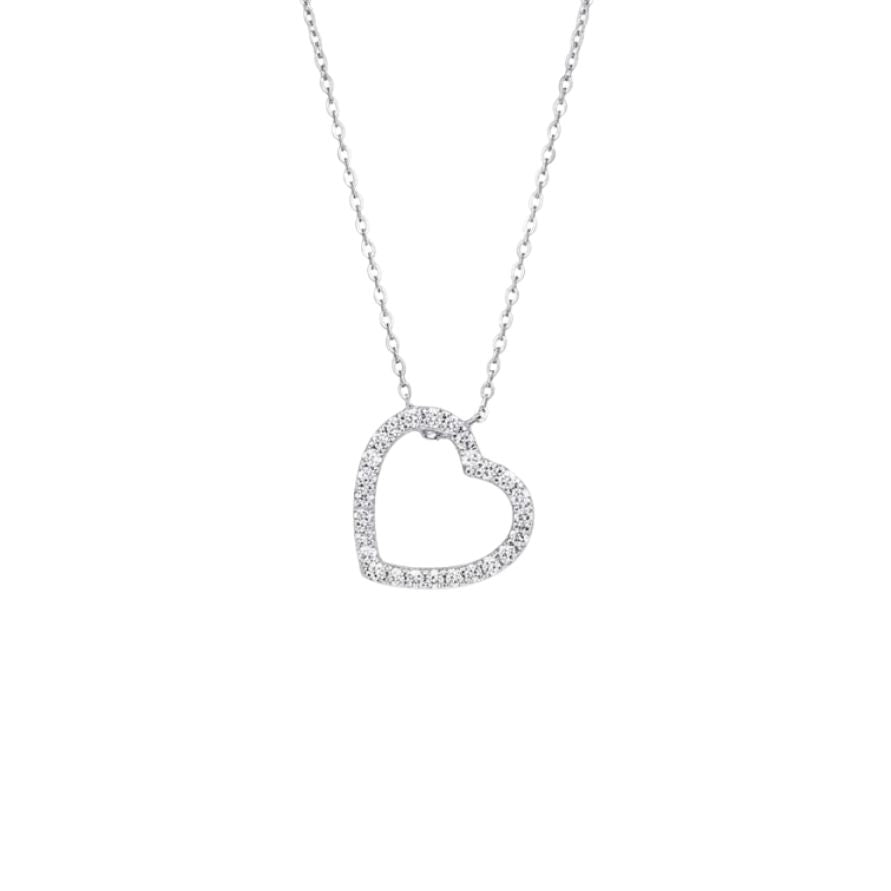 Collana Donna Cuore Oro Bianco e Diamanti