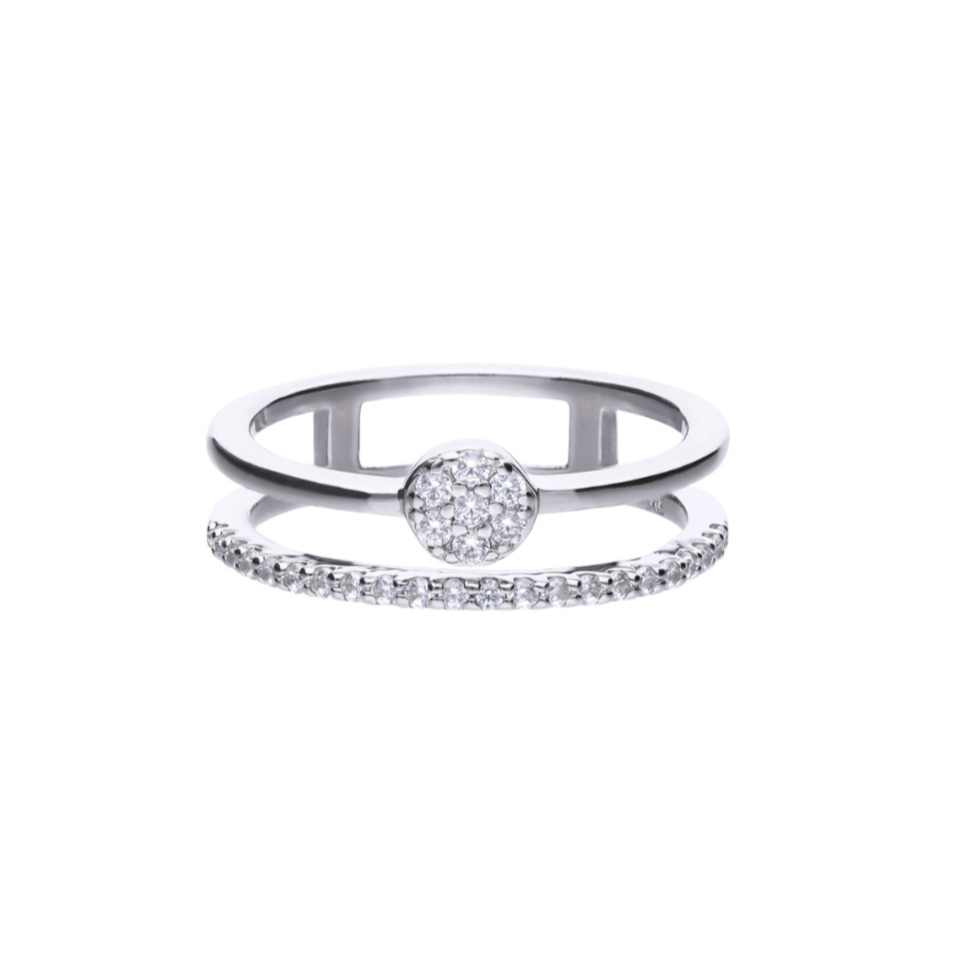 Anello Diamonfire Argento Pavè Doppia Fascia Zirconi
