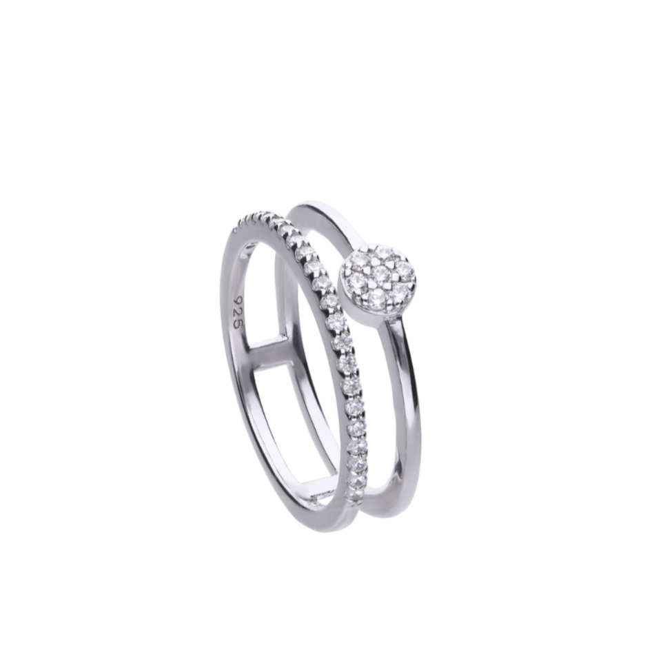 Anello Diamonfire Argento Pavè Doppia Fascia Zirconi