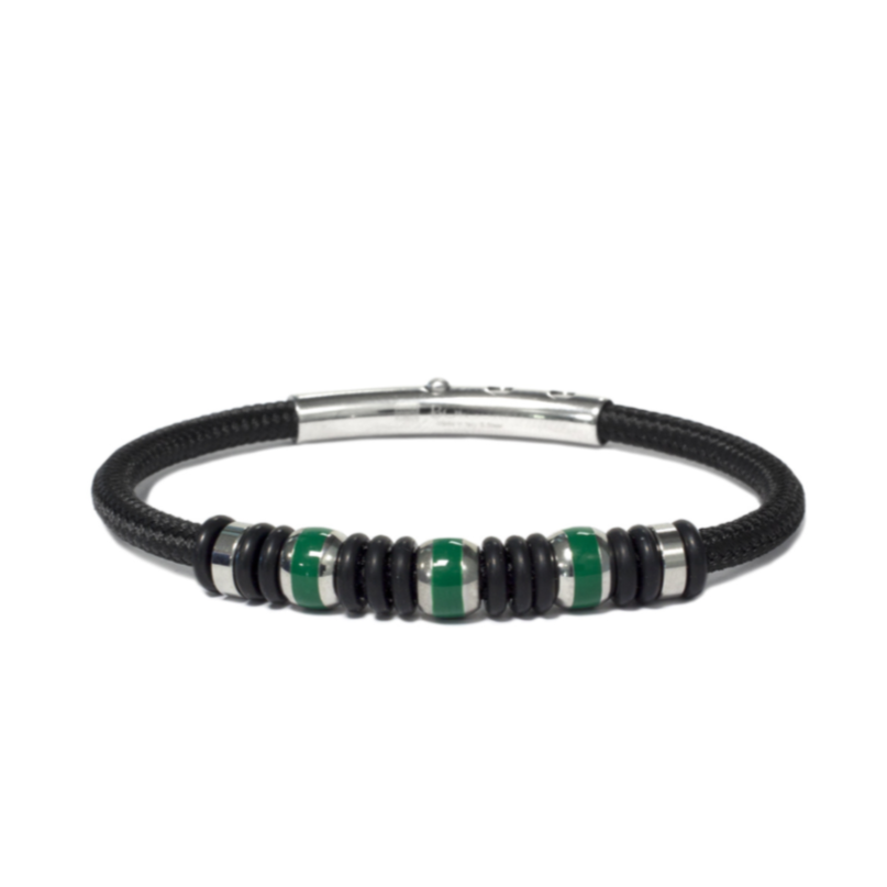 Bracciale Uomo Borsari Acciaio Smalto Verde BRSAT00D