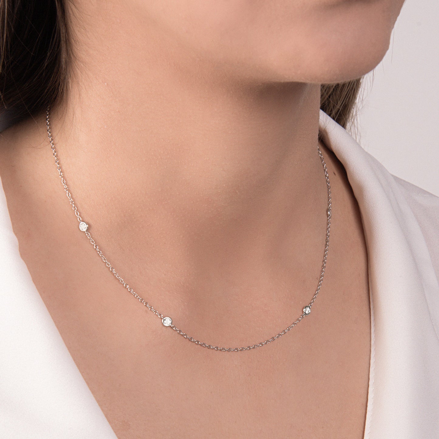 Collana Donna Mirco Visconti Oro Bianco Diamanti Alternati