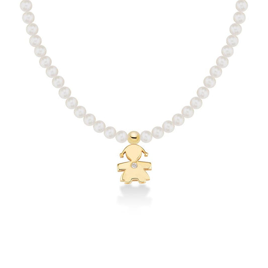 Collana Donna Le Bebè Oro Giallo Perle Bimba LBB821