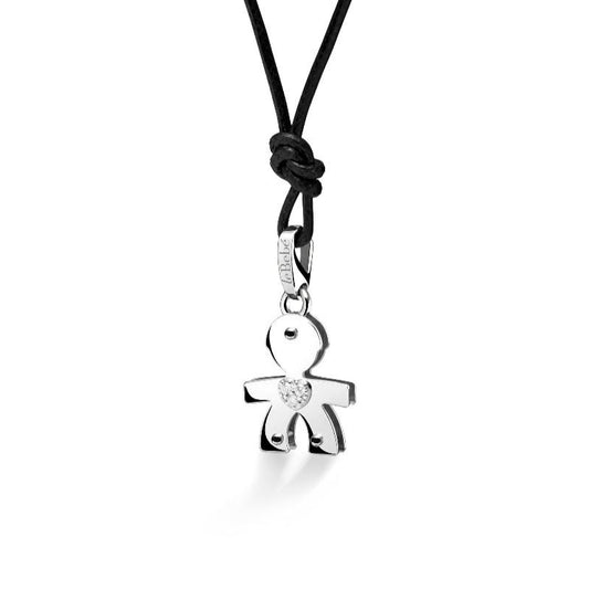 Collana Ciondolo Le Bebè Oro Bianco Bimbo Pavè Cuore I Classici LBB061