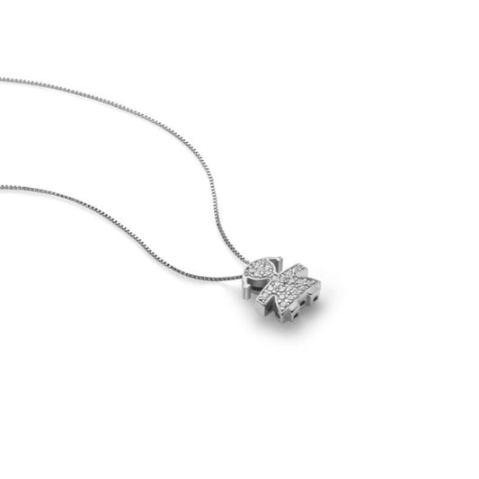 Collana Le Bebè Oro Bianco Bimba I Tesorini Pavé Diamanti LBB951
