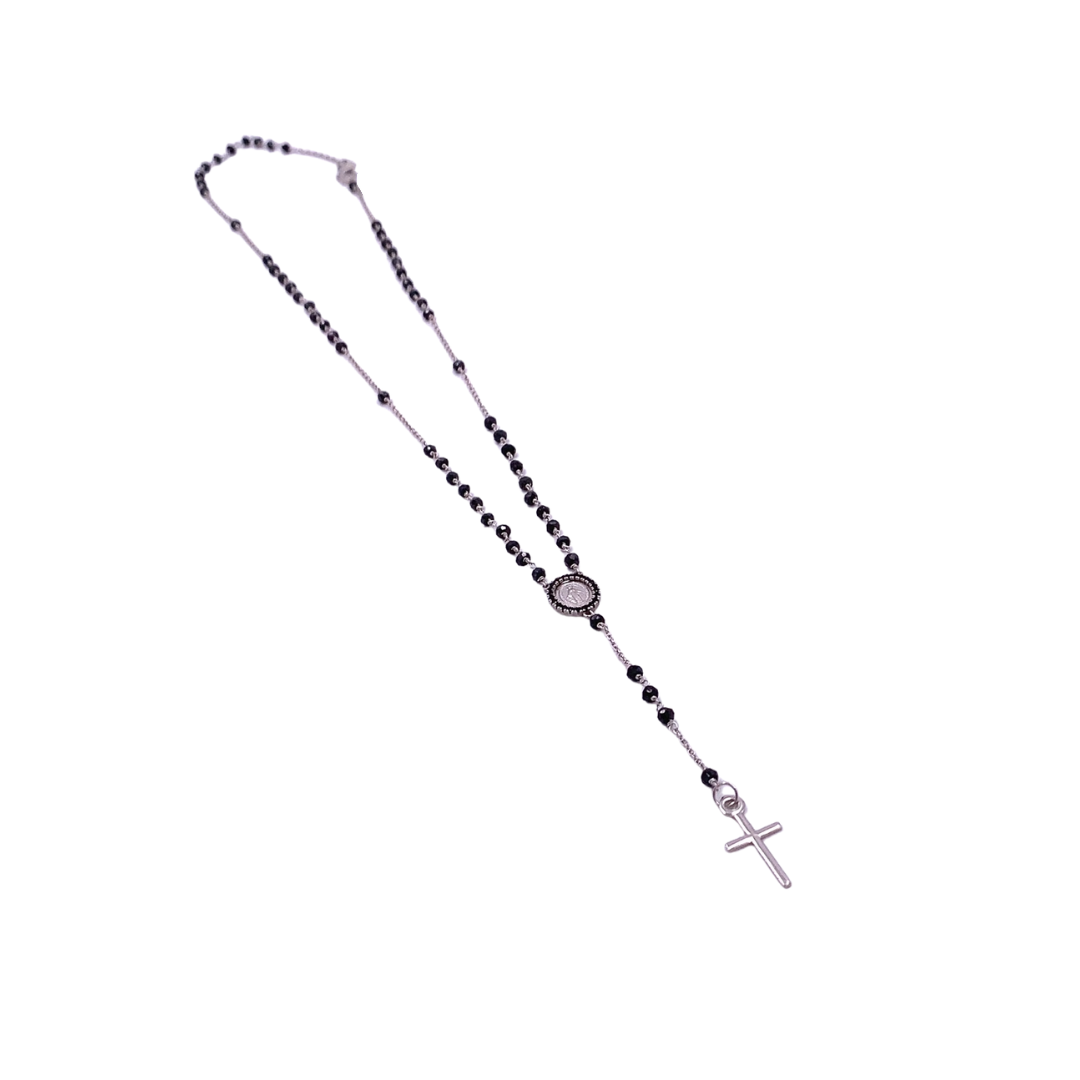 Collana Donna Rosario Oro Bianco Spinello Nero