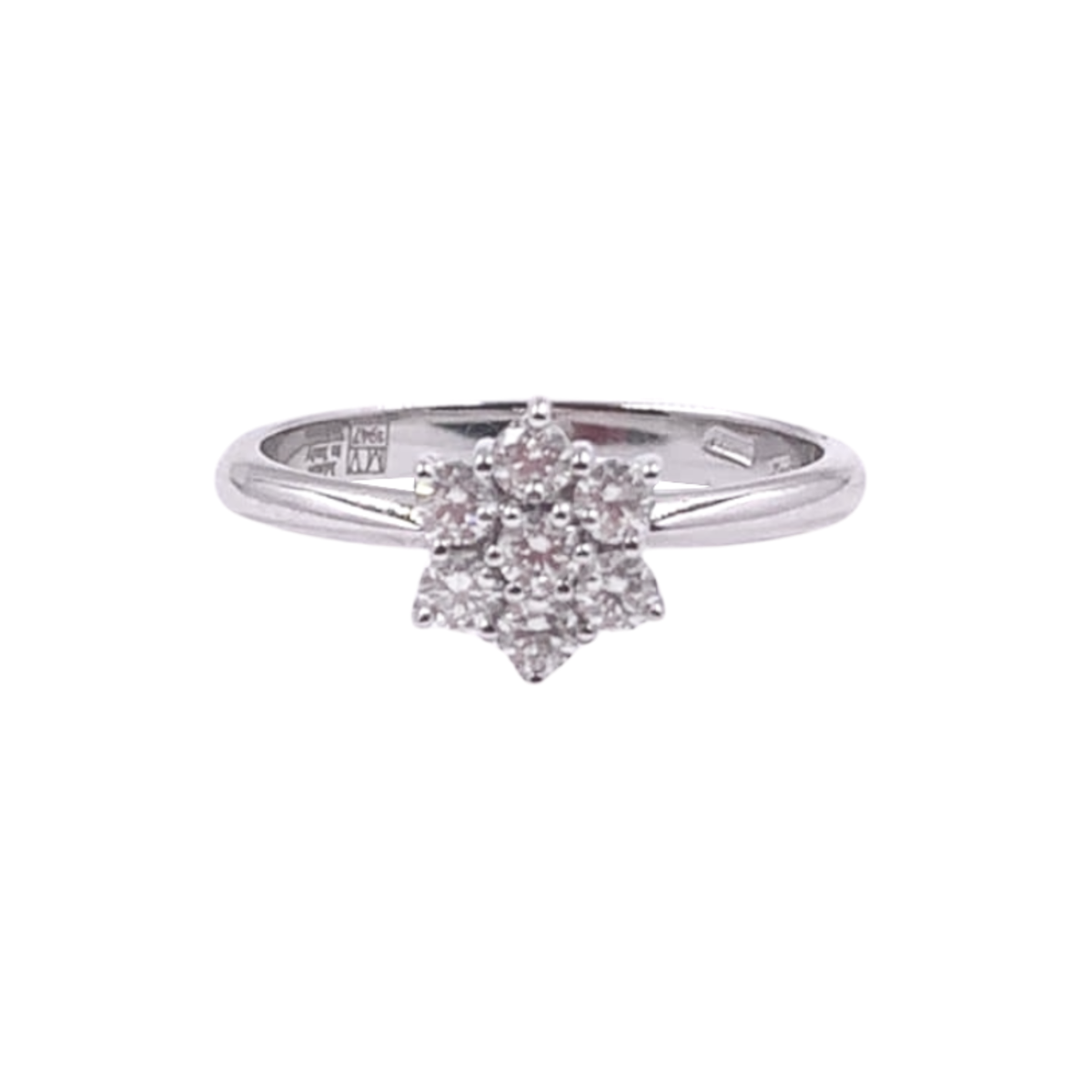 anello mirco visconti diamanti bianchi a forma di fiore pavè oro bianco 18 carati