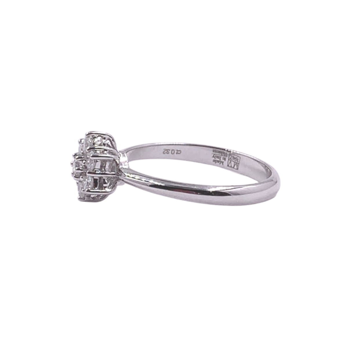 anello mirco visconti diamanti bianchi a forma di fiore pavè oro bianco 18 carati