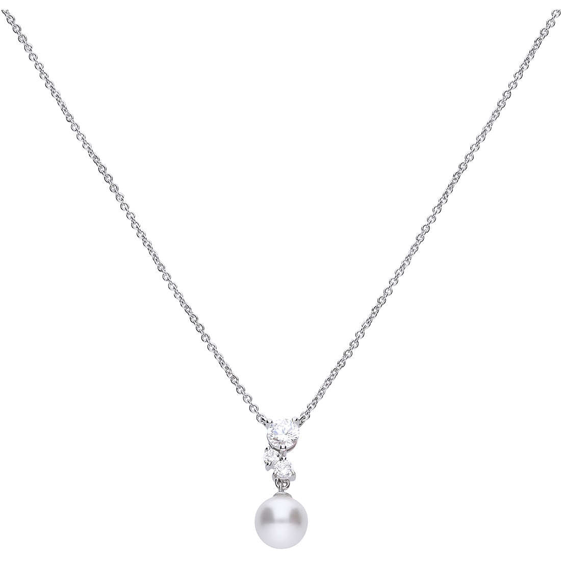 Diamondfire Bridal Pearl Silver Necklace Gioielleria Zambon