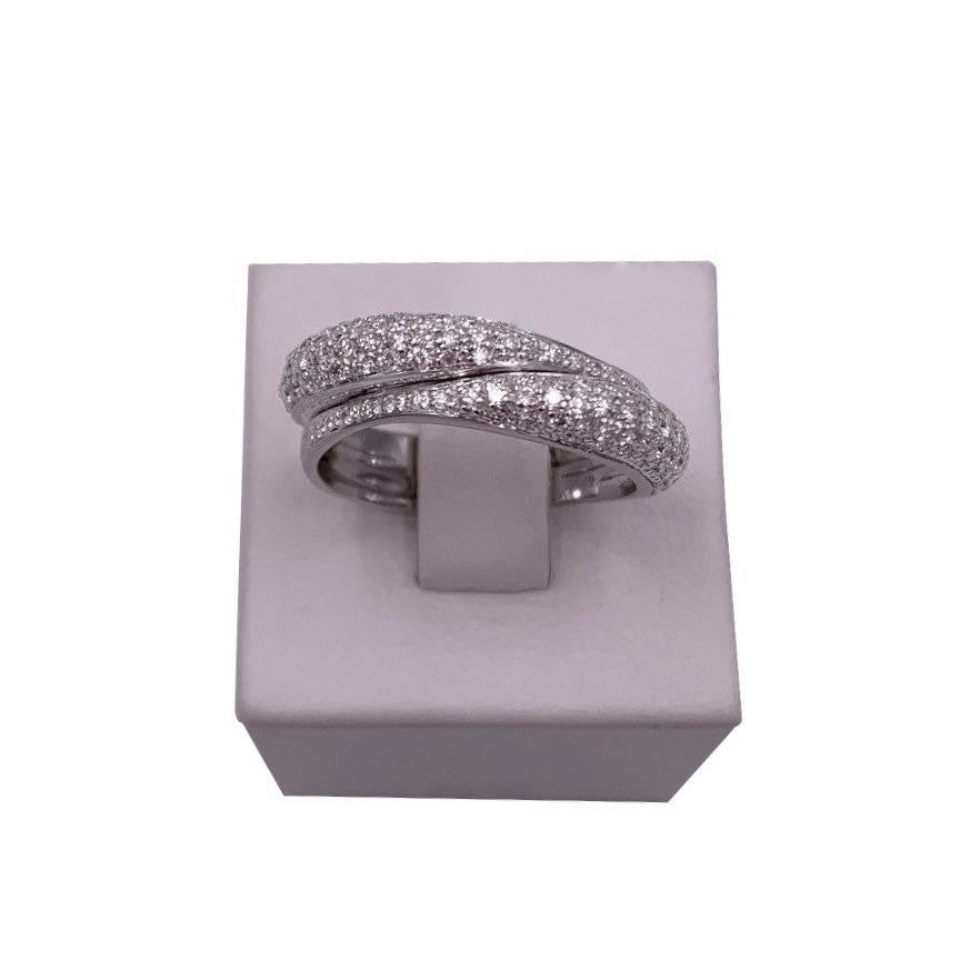 Anello Fantasia Oro Bianco e Diamanti Pavé