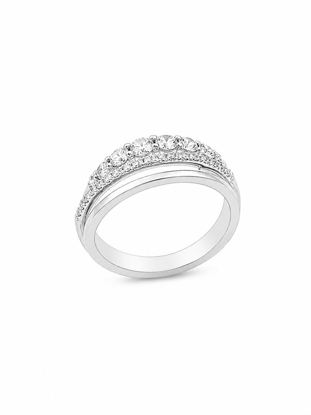 Anello donna Fantasia Fascia oro bianco e Diamanti