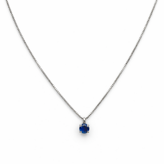 Collana Donna Oro Bianco Diamanti Zaffiro