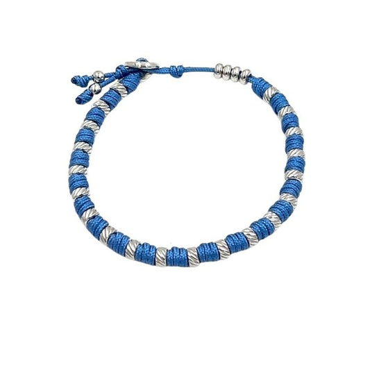 Bracciale Argento Donna Uomo J-Jo Cordino Azzurro