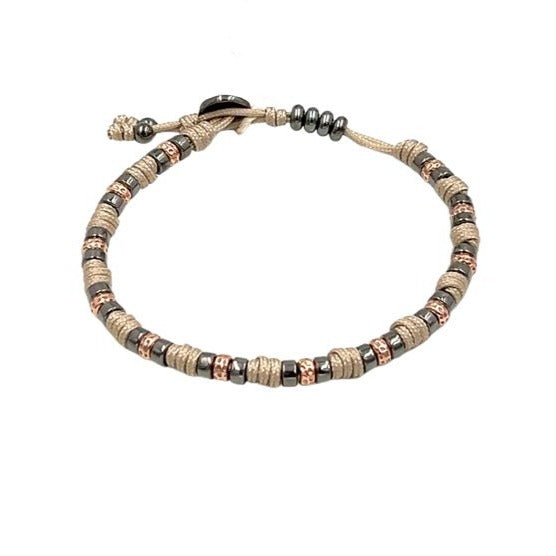 Bracciale Argento Donna Uomo J-Jo Zeus Cordino Beige