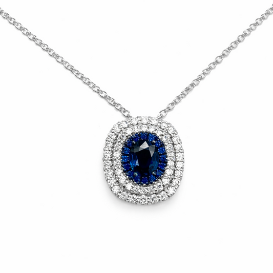 Collana Donna Davite & Delucchi Oro Bianco Diamanti Zaffiro