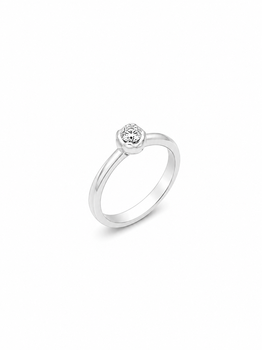 Anello Solitario Oro Bianco Diamanti