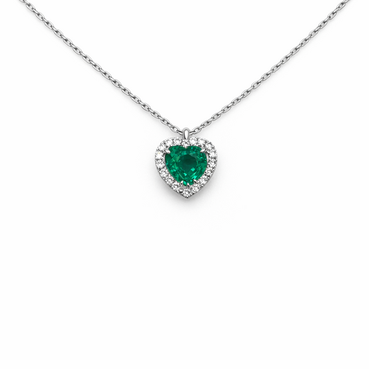 Collana Donna Mirco Visconti Cuore Smeraldo Oro Bianco Diamanti