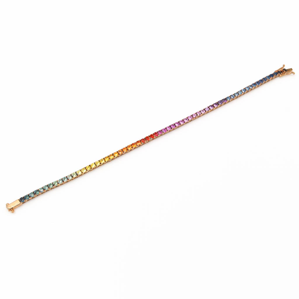 Bracciale Donna Tennis oro rosa e zaffiri multicolor ct. 4,15