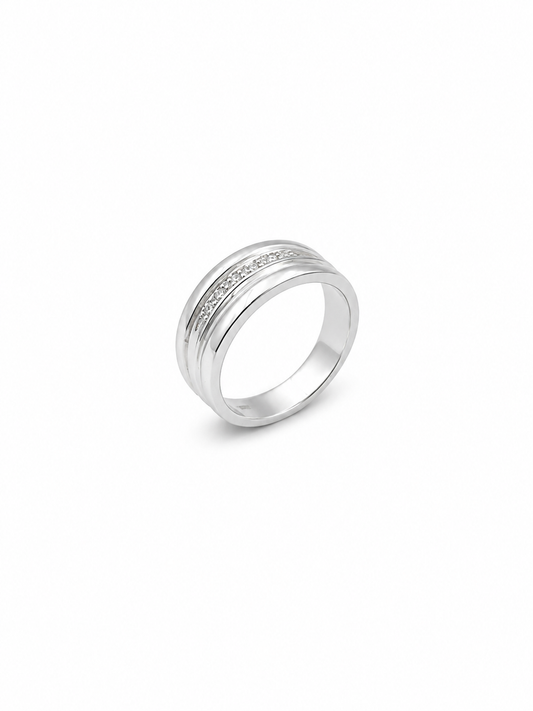 Anello donna Fantasia Fascia oro bianco e Diamanti